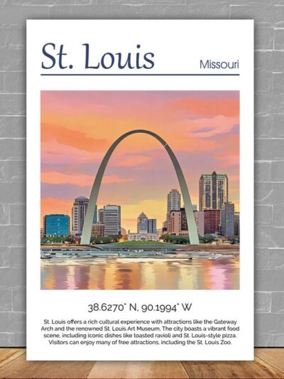 St Louis Canvas, St Louis Print, St Louis wall art, St Louis travel art print, St Louis Missouri, St Louis poster