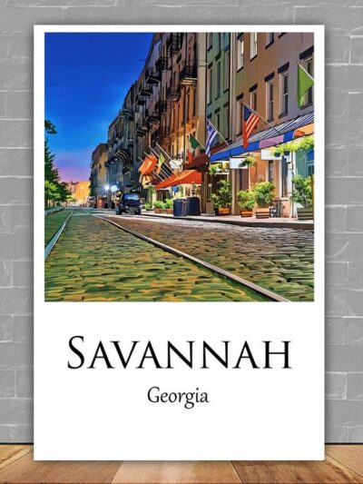 Savannah Georgia canvas watercolor, Savannah GA Wall Art, Savannah Georgia Print, Canvas wall art, Savannah Georgia Watercolor wall art