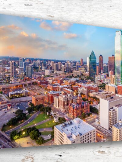 Dallas , Custom Canvas Print of Vibrant Dallas Texas Skyline - Fine Art Print, Dallas Texas Canvas wall art, Colorful print of Dallas Texas