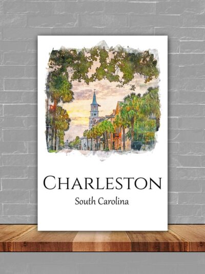 Charleston travel art Charleston South Carolina Cityscape Canvas Print for Home Decor, Beautiful Charleston canvas , Charleston watercolor