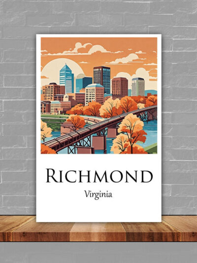 Richmond Travel art print, Richmond Canvas Print,  Richmond wall art, Richmond wall art, Richmond Virginia, Richmond  poster