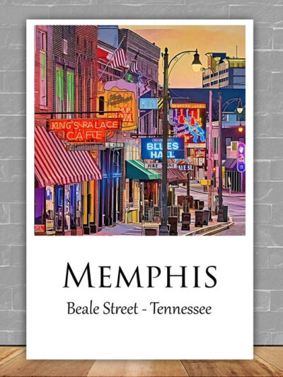 Beale Street Memphis Canvas Beale Street Memphis canvas, Beale Street Memphis wall art, Beale Street Memphis travel art print,