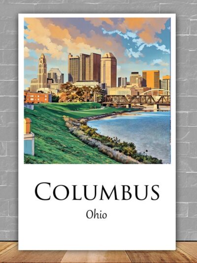 Columbus Ohio Travel art Canvas, Columbus  Print, Columbus  wall art, Columbus  art print, Columbus Ohio , Columbus travel art  poster