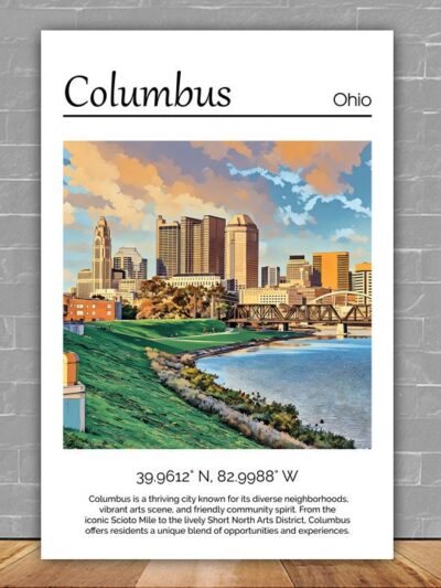 Columbus Ohio Travel art Canvas, Columbus  Print, Columbus  wall art, Columbus  art print, Columbus Ohio , Columbus travel art  poster