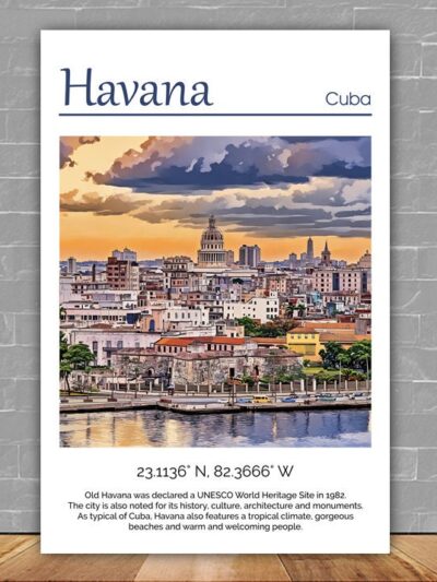 Havana Canvas, Havana  Print,  Havana wall art, Havana travel art print, Havana Cuba, Havana  poster