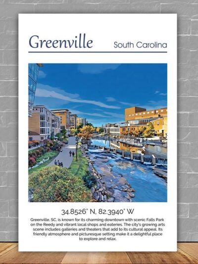 Greenville travel art canvas print, Greenville  wall art, Greenville  canvas art,  Greenville  watercolor canvas wall art, Greenville  print