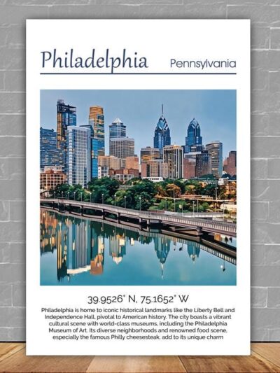 Philadelphia travel art canvas print, Philadelphia wall art Philadelphia canvas art, Philadelphia watercolor canvas wall art,