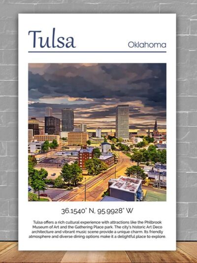 Tulsa travel art canvas print, Tulsa wall art, Tulsa canvas art,   Tulsa watercolor canvas wall art, Tulsa Arizona print