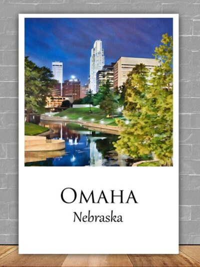 Omaha travel art canvas print, Omaha wall art, Omaha canvas art,   Omaha watercolor canvas wall art,  Omaha Nebraska print