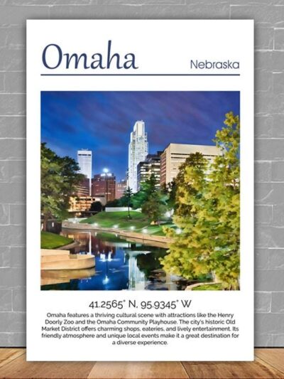 Omaha travel art canvas print, Omaha wall art, Omaha canvas art,   Omaha watercolor canvas wall art,  Omaha Nebraska print