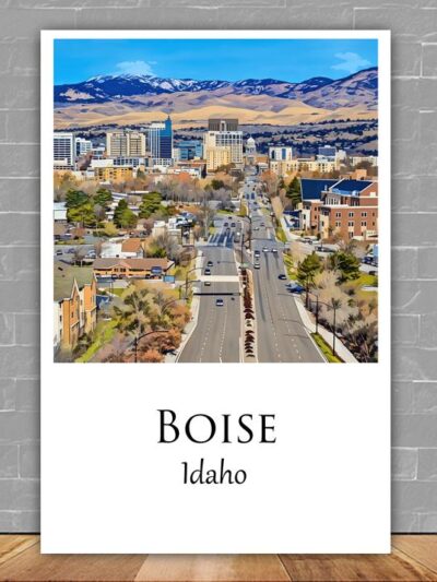 Boise travel art canvas print, Boise  wall art, Boise canvas art,   Boise watercolor canvas wall art, Boise Idaho print