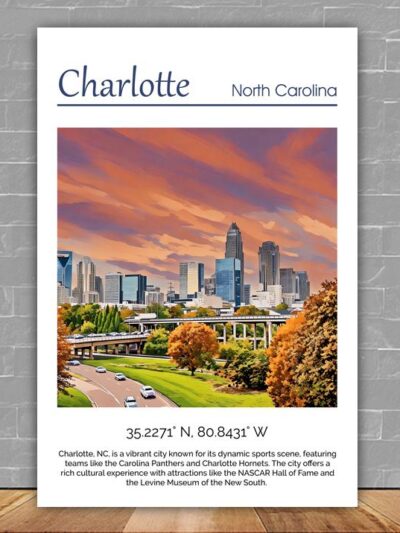 Charlotte Canvas, Charlotte Print,  Charlotte wall art, Charlotte travel art print,  Charlotte Iowa, Charlotte poster, Charlotte
