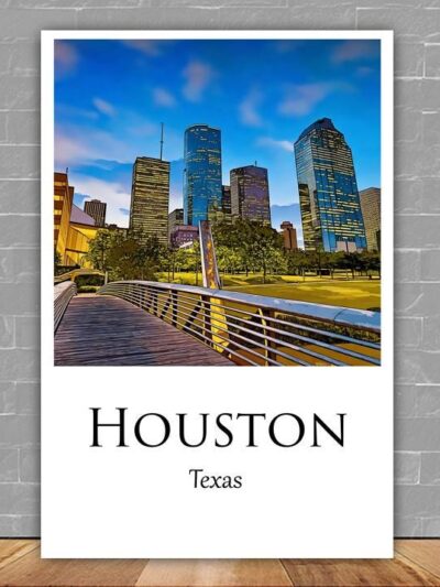 Houston Canvas, Houston Print, Houston wall art,  Houston travel art print, Houston Texas  ,  Houston poster