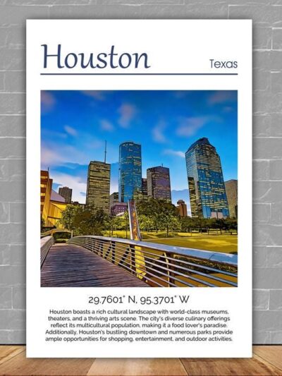 Houston Canvas, Houston Print, Houston wall art,  Houston travel art print, Houston Texas  ,  Houston poster