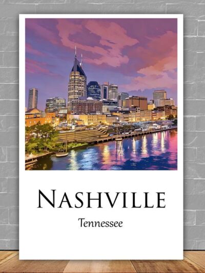 Nashville travel art canvas, Nashville skyline print, Nashville print, Nashville wall art, Nashville Tennessee, Nashville Canvas