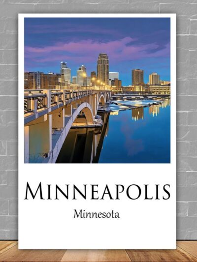 Minneapolis Skyline Canvas travel art print.Minneapolis. Printed Canvas, Minneapolis wall art, Minneapolis skyline canvas print
