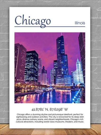 Chicago Illinois  watercolor, Chicago Illinois wall art, Chicago print canvas wall art,  Chicago watercolor wall art