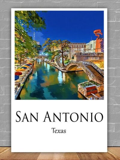 Custom Printed San Antonio travel art Canvas - Cityscape Wall Decor, San Antonio Texas  canvas wall art print, San Antonio Texas Print