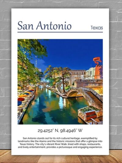 Custom Printed San Antonio travel art Canvas - Cityscape Wall Decor, San Antonio Texas  canvas wall art print, San Antonio Texas Print