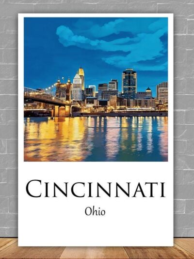 Cincinnati Canvas,  Cincinnati Print,  Cincinnati wall art, Cincinnati travel art print, Cincinnati Illinois ,  Cincinnati poster