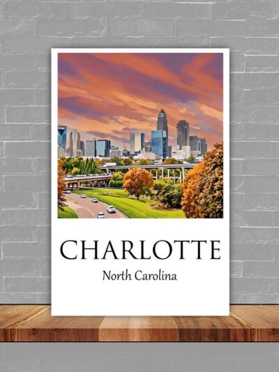 Charlotte Canvas, Charlotte Print, Charlotte wall art, Charlotte travel art print, Charlotte North Carolina ,  Charlotte poster