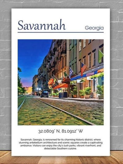 Savannah Georgia canvas watercolor, Savannah GA Wall Art, Savannah Georgia Print, Canvas wall art, Savannah Georgia Watercolor wall art
