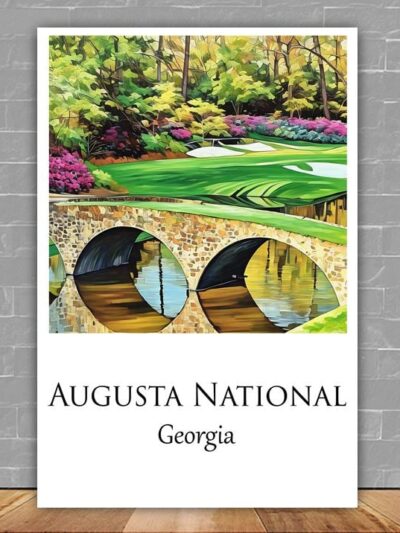 Augusta National Travel Art Watercolor Canvas -Augusta National   golf art,  Augusta National  canvas print, Masters golf  print
