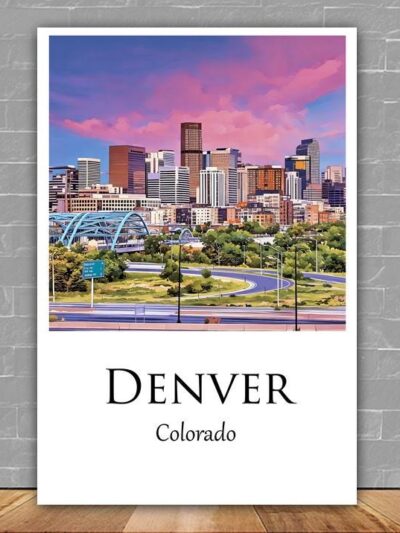 Denver travel art canvas. Denver wall art, Denver print, Denver Canvas, Denver decor. Denver Colorado