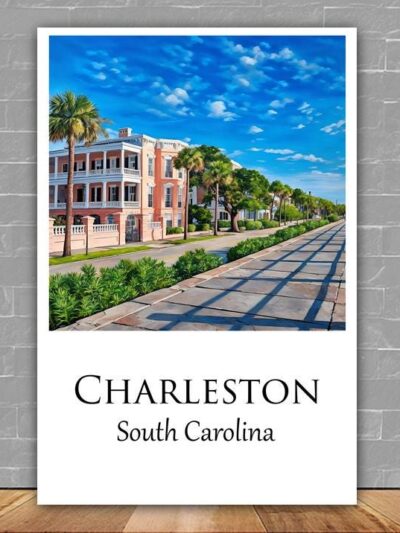 Charleston Canvas, Charleston Print, Charleston wall art, Charleston Battery travel art print, Charleston South Carolina, Charleston  poster