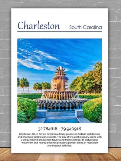 Charleston Canvas, Charleston Print, Charleston wall art, Charleston Battery travel art print, Charleston South Carolina, Charleston  poster