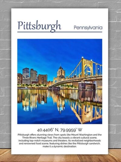 Pittsburgh travel art canvas print, Pittsburgh  wall art, Pittsburgh  canvas art,   Pittsburgh  watercolor canvas wall art, Pittsburgh print