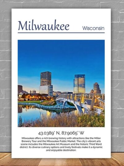 Milwaukee travel art canvas print, Milwaukee wall art, Milwaukee canvas art,  Milwaukee watercolor canvas wall art,  Milwaukee print