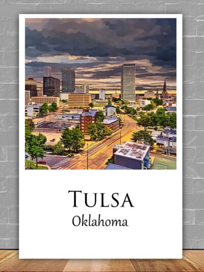 Tulsa travel art canvas print, Tulsa wall art, Tulsa canvas art,   Tulsa watercolor canvas wall art, Tulsa Arizona print