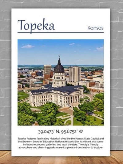 Topeka travel art canvas print, Topeka  wall art, Topeka canvas art,   Topeka  watercolor canvas wall art, Topeka Kansas print